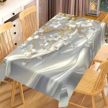 1/20pcs Elegant Polyester Tablecloth,Diamond Tree And Flowers Pattern,Machine Washable,For Kitchen Dining, Buffet Table, Holiday Dinner, Party, Banquet, Restaurant, Wedding, And Home Decoration - Perfect For Any Occasion