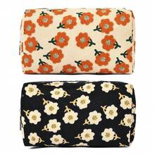 Checkered Makeup Bag Preppy Cosmetic Bag Bulk Blue Makeup Pouch Travel Toiletry Bag Organizer Cute Makeup Brushes Storage Bag Women Fashion - 橘子黑花 - 查看 1