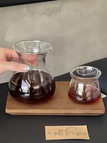 1pc日式INS风玻璃咖啡壶小众创意咖啡杯极简手动滴滤咖啡分享壶 - 透明 - 查看 8