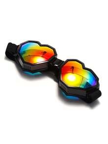 1 件心形超大时尚护目镜，个性化 Y2K 滑雪护目镜，适合滑雪运动时尚眼镜 - 黑色 - 查看 7