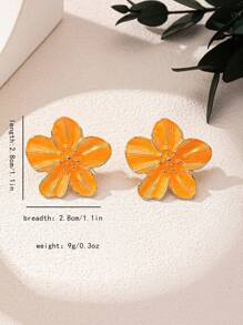 1pc Oil Drop Jelly Transparent Dangling Earrings With 5-Petal Flower & Marigold Shape, Elegant, High-Quality, Versatile Everyday Jewelry