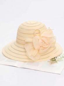 1pc Women's Solid Church Hat, Elegant Street Vintage Bohemian Organza Bow Flat Top Sun Hat, Breathable Outdoor Beach Hat For Women, Suitable For Daily, Street, Party, Travel In Summer - A - View 19