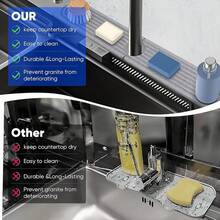 Faucet Mat For Kitchen Sink, Long Size Diatomite Fast Drying Stone Sink Tray, Super Water Absorption, Prevent Moisture Accumulation, Splash Proof Bathroom Counter Faucet (White, 23.6*3.9Inch) - White - View 4