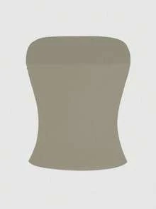 XLLAIS Sexy Strapless Cropped Tank Top, Fashionable Solid Color Elastic Fitted Yoga Bandeau Bra Summer - Earth Colors - View 8