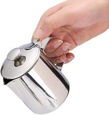 Jarra de Acero Inoxidable de Café de Leche Jarra Jarra con Tapa para Latte Coffee Art para Oficina Cocina(350 ml) - 1 - Ver 6