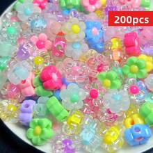 Yiwu Qiyou Accessories Co., LTD 12mm 200/100pcs Random Color Mixing Flower Acrylic Beads Matter Mix Color For Jewelry Making Dly Couple Bracelet NecklaceHandicrafts Small Business Supplies