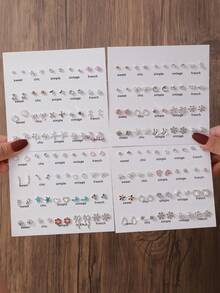 40pcs/80pcs/160pcs Studded Snowflake, Butterfly, Heart, Starfish, Star, Crown Design Earrings Set, Suitable For Women's Daily Wear, Weddings, Banquets, Parties, Gifts - Multicolor - View 23
