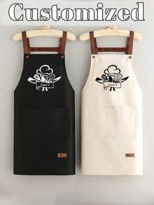1pc Customized Black Kitchen Cooking Apron, Modern Polyester Oil-Proof Apron, Black Kitchen Apron, Polyester Apron For Garden, Kitchen And Housework Perfect For Home, Restaurant, And Kitchen Cooking - Multicolor - View 20