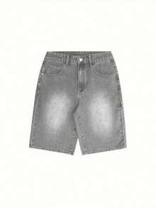 Teen Boys' Pocketed Casual Wide Leg Retro Loose Denim Shorts
