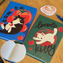 1pc/2pcs Cute Tomato Kitten Notepad A5 Schedule Planning Diary Thickened Notebook School Supplies, Back To School