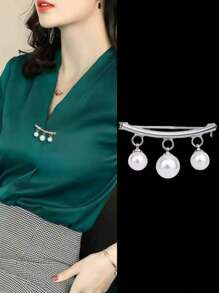 Broșă cu perle 1/3 buc, cleme anti-expunere pentru rochii elegante cu decolteu în V, nasturi fixați pentru cămașă/fustă de femei, potrivită pentru topuri cu decolteu jos și fuste scurte de vară și toamnă