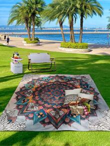 1pc New Outdoor Waterproof Sandproof Digital Printed Picnic Mat/Beach Towel, Fashion And Fresh Pattern, Suitable For Camping And Picnic - Multicolor - View 5