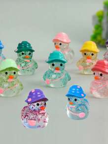 100/50/20/10/1pc Luminous Flash Mini Ducks, Miniature Duck With Hats, Fluorescence Fairy Garden Decoration, Cute Animals Micro Landscape,Desktop Decoration Accessories Home Decor