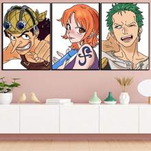 ONE PIECE 3 Pieza Set de Arte Mural Pop, Decoración de Habitación, Decoración para el Hogar, One Piece - USOPP&&ZORO, SANJI&& Boa Hancock, Poster de Anime Versión Japonesa, Arte de Pared de Anime para Dormitorio, Sala de Estar (Sin Marco)