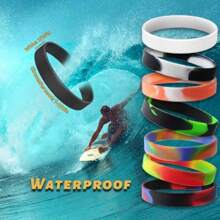 Waterproof ID Rubber Bracelets 14 Count Silicone Rubber Wristbands For Events 14 Mix Color