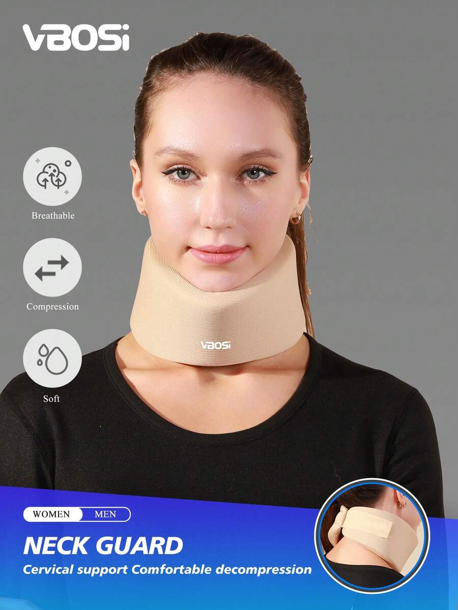 VBOSI 1 Piece Unisex Adjustable Cervical Collar – Soft Foam Neck Support Brace For Men Women Gym Accessories - 米色 - 查看 1