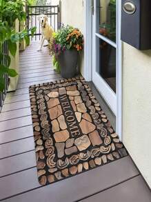 1/2pcs Welcome Home Pebble Printed Pattern Floor Mat - Non Slip Floor Mat, Suitable For Indoor/Outdoor Use, Perfect For Entranc Mats, Kitchen Mats, Laundry Room Mats, Bathroom Mats, Living Room Mats, Etc., Washable Area Mats