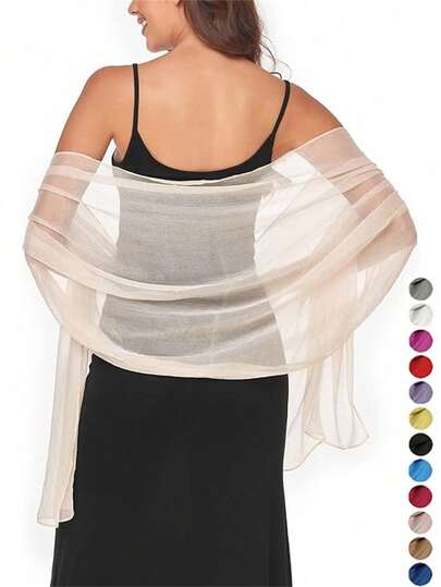 1pc Women's Solid Color Lightweight Shawl/Wrap, Suitable For Wedding, Guest, And Bridesmaid Fall Clothes For Women