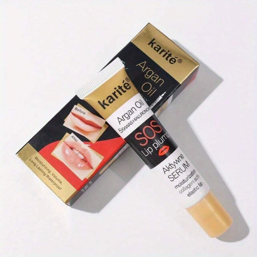Karite Argan Oil SOS Lip Plump Serum - Moisturizing Collagen Active Elastic Lip Gloss, All Skin Types, Berry Toned Paste For Natural Makeup Look, Mineral Oil Enriched Lip Nutrition Enhancer - Quả mọng - Xem 1