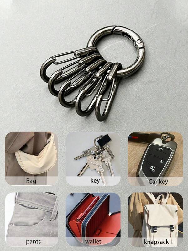 1 pieza Mini Mosquetón de Aleación, Clip de Resorte Micro, Adecuado para Mochila, Accesorios de Llavero, 5 piezas Ganchos Colgantes en Forma de 8, Llavero, Hebilla de Escalada Ligera y de Uso Múltiple, Utilizable Tanto en Interiores como en Exteriores. Los usos en interiores de estas hebillas de escalada incluyen colgar herramientas eléctricas, equipo de camping, herramientas y suministros automotrices. También son adecuados para colgar luces, macetas, herramientas y cajas de almacenamiento del garaje. Un regalo ideal para novios, esposos y padres. Navidad