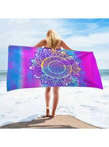 1 pezzo Asciugamano da spiaggia stampato in fibra ultrafine super assorbente, elementi essenziali da viaggio, accessori da viaggio, elementi essenziali da spiaggia
