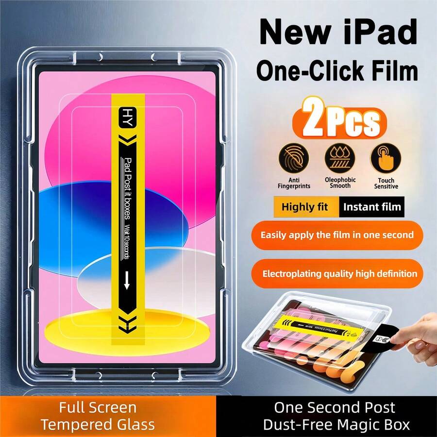 ZYONS [2 Packs] Auto-Alignment IPad Screen Protector One-Click Dust Free 9H Hardness, 2025 New Film, Compatible With 2025 IPad 11" 11th Gen & 2022 IPad 10.9" 10th Gen/IPad Pro 13&11/Air 5/Mini 6, Anti-Scratch + Automatic Dust Removal Technology, Easy To Install Tablet Tempered Film, Novice Friendly Automatic Dust Removal Kit Auto Installation Tool (Auto Alignment Kit) Screen Protection Essentials, Home Pad Screen Protector Pad Accessories Waterproof Shockproof Anti-Fingerprint Full Cover
