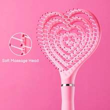 Miniso Barbie Series Heart-Shaped Fluffy Bone Comb Head Massage Artifact Detangling Brush Cute Standing Suspension Design Hair Brush For Curly Hair Thick Hairbrush Styling Tools - Pink - View 7