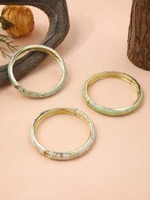 3件套复古珐琅镂空金属手镯，采用掐丝珐琅工艺制成，精致的情人节礼物，适合日常佩戴 - 彩色 - 查看 9