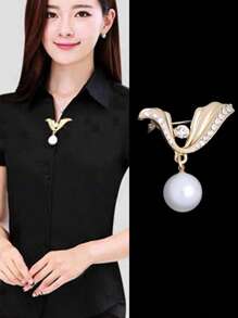 Broșă cu perle 1/3 buc, cleme anti-expunere pentru rochii elegante cu decolteu în V, nasturi fixați pentru cămașă/fustă de femei, potrivită pentru topuri cu decolteu jos și fuste scurte de vară și toamnă