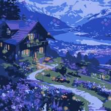 1 Set DIY Digital Painting, Landscape Theme With Wooden Frame, Ready To Hang Or Stand