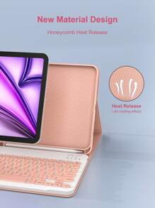 Funda de teclado de piel sintética con teclado inalámbrico desmontable, batería de 150mAh y soporte para Apple Pencil, compatible con iPad (A16) de 11a/10a generación, 7a/8a/9a generación, iPad Air de 4a/5a generación (M2 2024/M3 2025), iPad Pro de 11" (2018/2020/2021/2022), color rosa