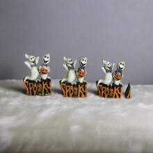 Decoração de casa de resina para Halloween - miniaturas de fantasmas, morcegos e abóboras