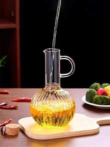 1Pc 360/700ml Transparent Glass Oil Bottle With Lid Handle Heat-Resistant Soy Vinegar Sauce Container Picnic Condiment Container Kitchen Supplies