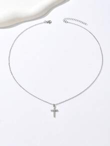 女士银十字架项链，极简主义宗教珠宝，适合女性日常或外出佩戴的珠宝配饰，适合女性的基督教礼物