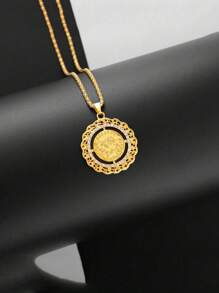 1 pièce Collier pendentif en forme de pièce de monnaie, bijou de mariée doré style Moyen-Orient
