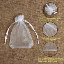 50/100pcs White Organza Drawstring Bags, Luxury Jewelry Gift Bags, Suitable For Party Favors, Candies, Fruits, Crafts, Ideal For Weddings, Bridal Showers, And Special Occasions, Small Gift Pouches - White - View 6