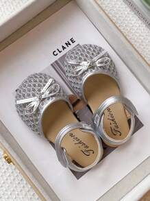 Girls Sandals New Summer Bowknot Kids Closed Toe Casual Princess Sandals, Soft Bottom Anti-Slip Breathable Woven Hollow