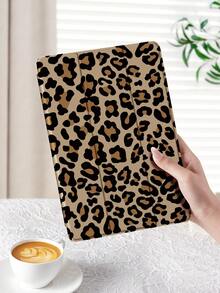 猎豹印花 1 件黑棕色豹纹平板电脑保护壳，带铅笔槽，防摔，睡眠/唤醒支持，兼容三星和 iPad - 彩色 - 查看 5