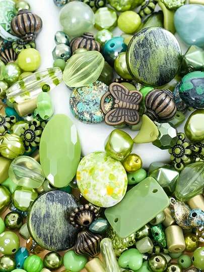 50克/100克复洛克风格混合随机亚克力珠，复古孔洞设计，是DIY珠宝和手链制作的理想之选，可用作手链珠子或DIY手链和耳环配件。