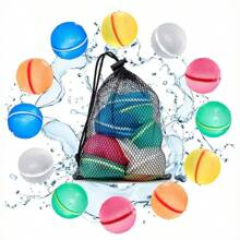 6 Unidades de globos de agua reutilizables, bombas de salpicadura de agua de auto-sellado rápido con bolsa de malla, bolas de agua magnéticas recargables, juguetes de agua multicolor, juguetes de piscina, juegos de guerra de agua, juguete de baño, juegos de piscina y patio trasero duraderos, accesorios para la playa y el agua, diversión para fiestas de vacaciones de verano, decoraciones para el hogar, adecuado para jóvenes y adultos, familia, amigos, parque acuático, actividades al aire libre
