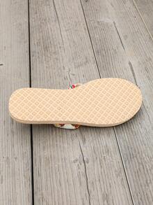 女士优雅经典豹纹防滑户外沙滩人字拖，夏季，女士拖鞋 - 白金 - 查看 7