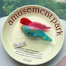 鸟与花系列发夹，小众设计鹦鹉醋酸纤维发夹，卡通拼布鸟发夹，创意可爱大雏菊醋酸纤维发夹，向日葵发夹，可爱甜美花朵发髻发夹，高品质水钻发夹 - 彩色 - 查看 28