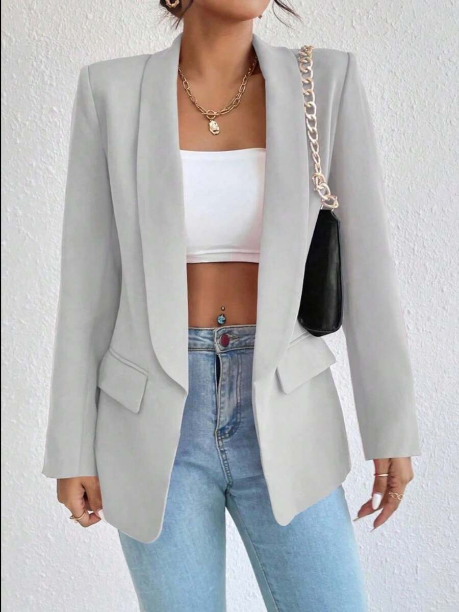 Women's Tailored Blazer, Long Sleeve, Maxi Length, Overcoat, Fully Lined. Carnival 2024.  Carnival. Women's Blazer, Lapel Collar, Formal, Suit, With Buttons, Vibrant Colors, Elegant, Formal, Modern, Tailored, Blogger Style, Chic, Sophisticated, Modern, Fashion, Party, Overcoat, Slim Fit, Coat Blouse, Jacket, Parka, Puffer Jacket, Suit, Knit Vests, Winter Coat, Sweatshirt, Women's Tailored Blazer Maxi Blazer Formal Coat Women's Tailored Blazer Formal Coat With 6 Buttons Beautiful Super Fashion, Women's Blazer, Fashion, Haute Couture, Fitted Blazer With Buttons In Bengaline Elastane Formal, Women's Neoprene Jacket Blazer Formal Suit Provides Blazer, Women's Blazer Tailored Jacket Maxi Long Overcoat Formal Coat With Button, Women's Maxi Tailored Blazer New Long Formal Coat, Women's Maxi Blazer Tailored Jacket Suit Slim Fit Launch, TOP TOP Blazer. - 灰色 - 查看 1