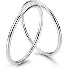 Milacolato 1-3PCS 1mm Thin Ring Stainless Steel Rings 18K Wihte Gold Filled Stacking Stackable Knuckle Pinky Thumb Ring Polished Plain Minimalistic Point Finger Band Ring For Women Comfort Fit Size 4-13 - 銀色 - 查看 9