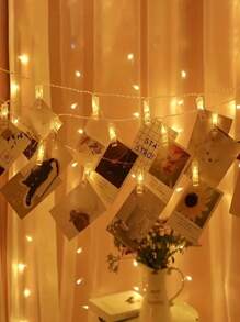 Cadena de luces con pinzas para fotos, luces decorativas para fiestas, cadena de luces LED romántica con pinzas para colgar fotos y tarjetas, elementos para mostrar fotos, adecuado para dormitorio, fiesta, boda, San Valentín, Navidad, Acción de Gracias, decoración de otoño, Halloween