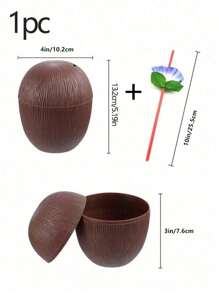 1 pièce Tasse en coquille de noix de coco polie pour la fête hawaïenne, tasse en noix de coco réutilisable pour le dessert, la crème glacée, convenant pour les mariages, les fêtes de graduation, les fêtes d'été près de la piscine