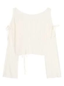 2026春秋新款露肩长袖上衣，百搭女款 - 杏色 - 查看 2