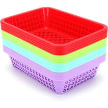 20 Pack Classroom Storage Baskets,10 X 7 X 2.5 Inch Colorful Stackable Desktop Plastic Storage Organizer Tray, Pen Pencil Paper Organizer Tray For School Office Library - 1 - View 2