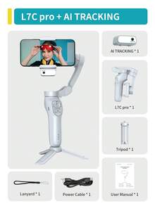 COMITOK 3-Axis Handheld Gimbal Stabilizer, Portable Foldable Design, Intelligent Gesture Control & Tracking, Filling Light, Smartphone Video Vlogging Live Stream Tool, L7Cpro - L7C PRO+AI TRACKING - View 12