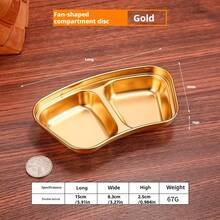 1 件 304 不锈钢韩式金色四格盘子、上菜托盘、调味盘、烧烤盘、多用途酱汁盘，适用于家庭、餐厅、派对使用，可用洗碗机清洗